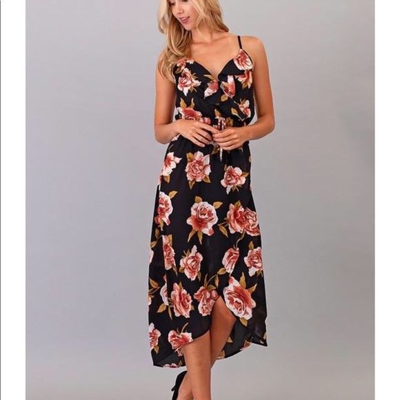 VALENTINA RUFFLE FLORAL MAXI WRAP DRESS - Picture 6 of 8